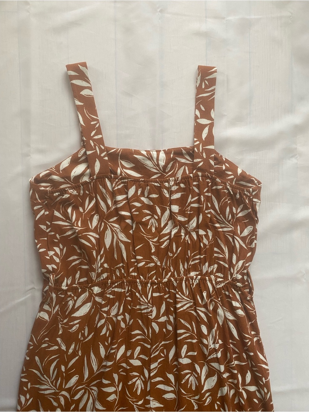 Monteau Rust Leaf-Print Wide-Leg Belted Jumpsuit - Picture 7 of 16
